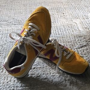 New Balance Mustard and Burgundy Sneakers